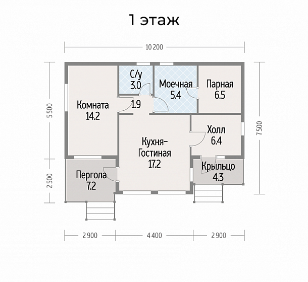 Дом-Баня Акварель 7.5x10.2 м